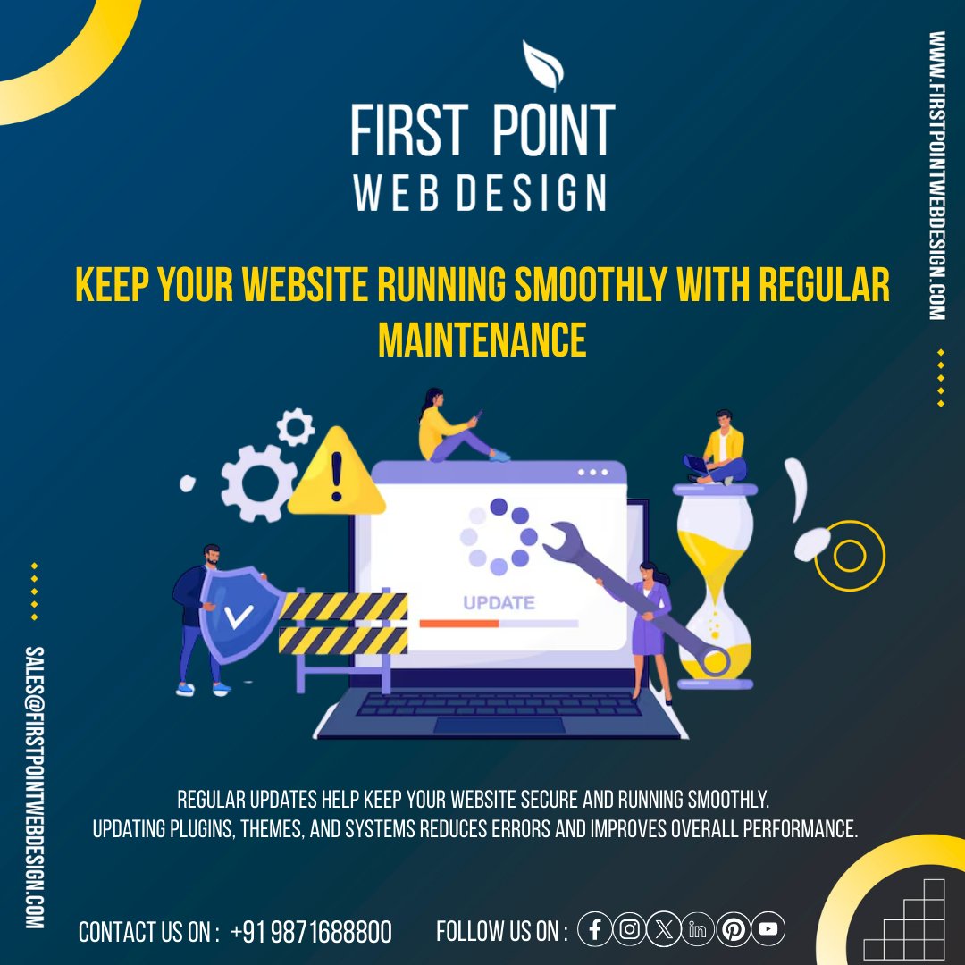 firstpointwebs's tweet photo. Your website is the digital face of your business, and keeping it well-maintained is essential for long-term success. Regular website maintenance ensures your site stays secure, loads faster, and delivers a smooth experience for every visitor. https://t.co/w5QRapydxX