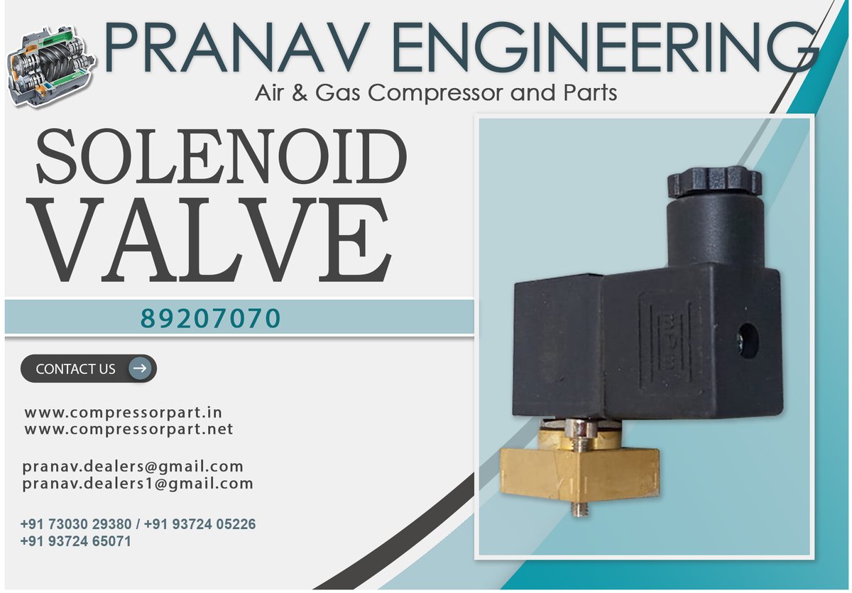 PranavEngg's tweet image. PRANAVENGINEERING 
SOLENOID VALVE 
89207070
ORDER NOW!!!
#pranavengineering #compressor #compressorparts #valves