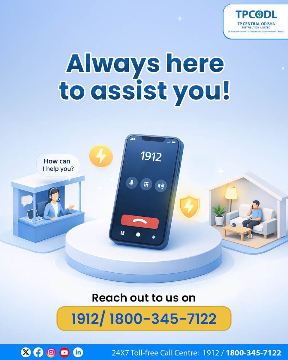 TPCentralOdisha's tweet image. Our team is committed to providing prompt, reliable and support for all your electricity-related queries. From billing assistance to service requests and outage updates, we ensure your concerns are addressed efficiently and with care.

#TPCODL #CustomerFirst #CustomerCare