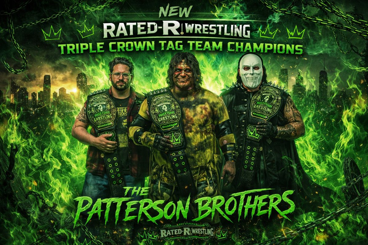 RatedRWrestlin's tweet image. The New Rated-R Wrestling Triple Crown Tag Team Champions, The Patterson Brothers!