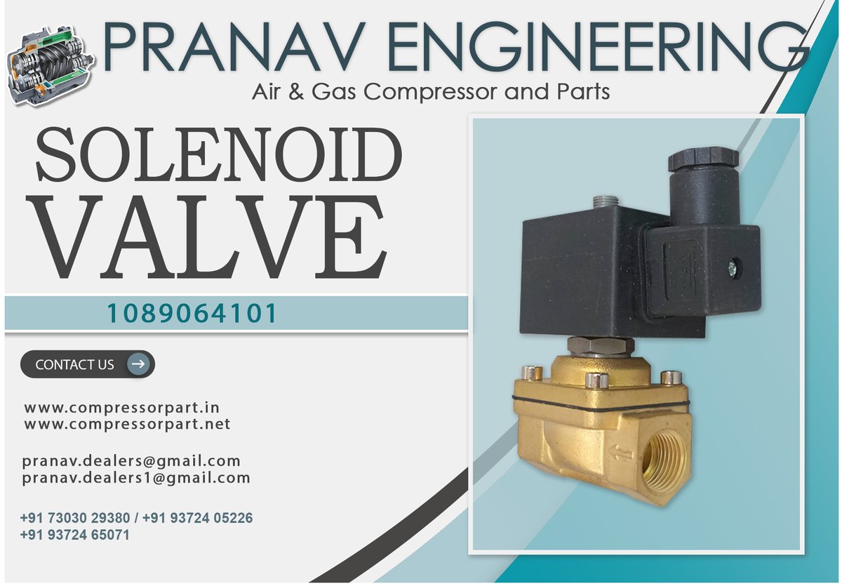 PranavEngg's tweet image. PRANAVENGINEERING 
SOLENOID VALVE 
1089064101
ORDER NOW!!!
#pranavengineering #compressor #compressorparts #valves