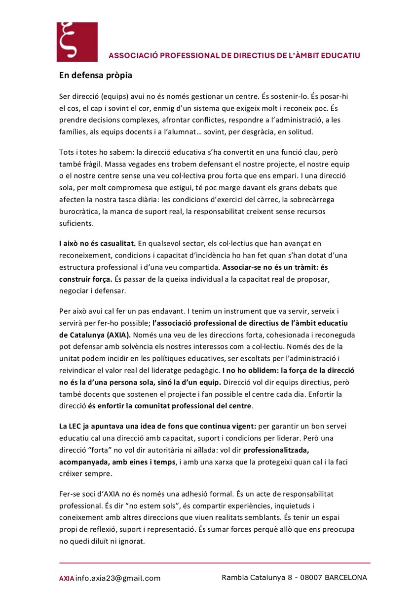 Direccions educatives - AXIA tweet media