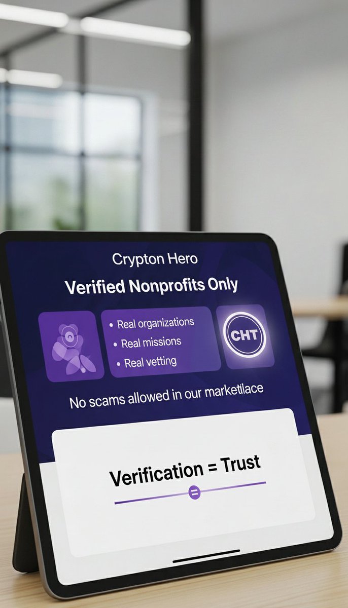 crypton_hero's tweet image. Verified nonprofits only.

Real organizations.
Real missions.  
Real vetting.

No scams allowed in our marketplace.

Verification = Trust.

Protected marketplace: tokens.cryptonhero.io

#Verified #TrustProtected #Nonprofits #CHT