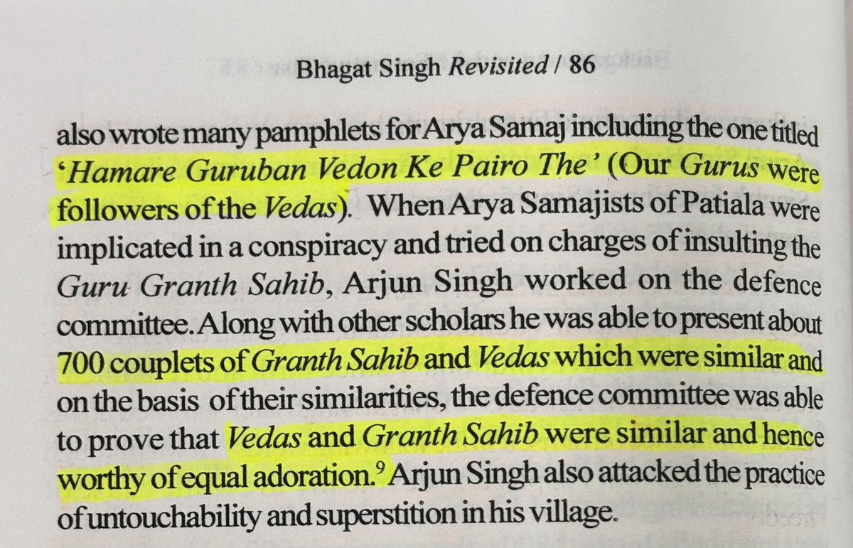 Arjun Singh, grandfather of Sardar Bhagat Singh, was among the first Sikhs to join Arya Samaj in Punjab, and went on become their spokesman. He authored a famous pamphlet titled ‘Hamare Guruban Vedon Ke Pairo The’ (Our Gurus were followers of the Vedas). He also pointed 700