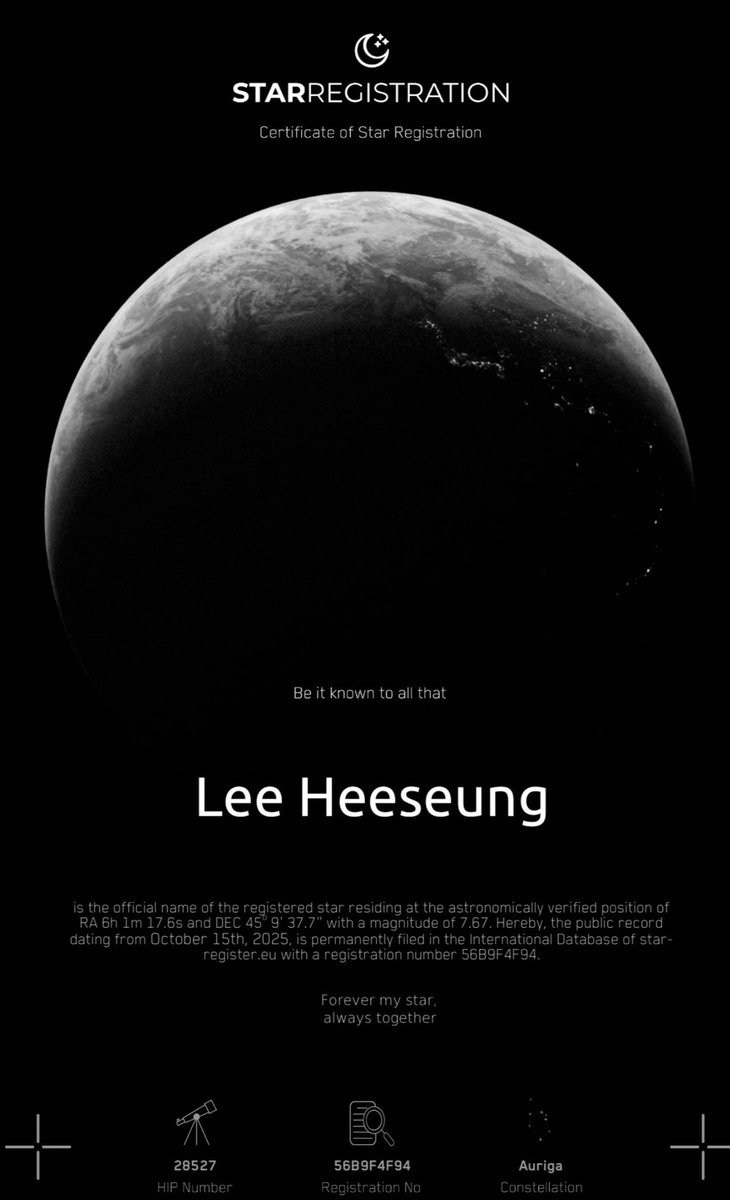never forgetting that i bought heeseung a star for his birthday, while in the midst of this chaos just know there’s a piece of him shining down on us.