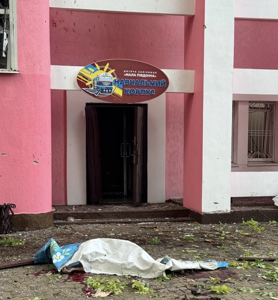 ChurchillFella's tweet photo. Children's railway school in Kharkiv. Bombed by Russian orcs. Many victims. Orcs are targeting kids on purpose. https://t.co/6TwDm07U7V