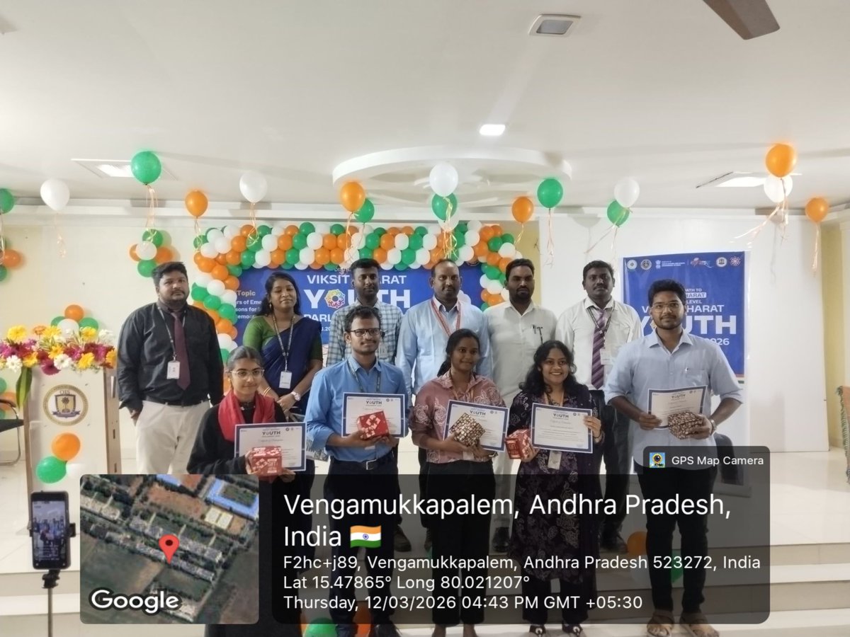 pace_its's tweet photo. Proud moment for PACE ITS! 🎉
At Viksit Bharat Youth Parliament 2026:
🥇 Nikitha – 1st
🥈 Pranathi – 2nd
🏅 Chinmayee Sneha – 6th
All shortlisted for the State Level. Kudos to our AIML students! 👏
#PACEITS #YouthParliament #ViksitBharat #StudentAchievements #AIML https://t.co/aGdsTn8P5G