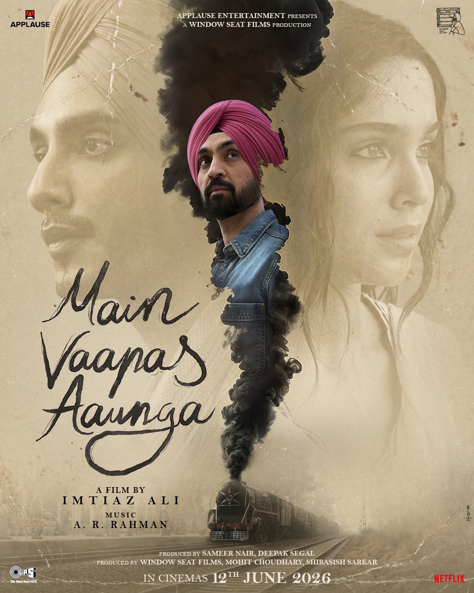 ApplauseSocial's tweet photo. A story of love and longing.
Imtiaz Ali’s “Main Vaapas Aaunga”.
Teaser drops at 1PM.

#ImtiazAli @arrahman @Irshad_Kamil @diljitdosanjh #SharvariWagh #VendangRaina @naseeruddnshah #SylvesterFonseca #SumanRoyMahapatra #DhimanKarmakar @MrSheetalsharma #SoamaaGoswami #Nayanika #JaiminiStudios @MukeshChhabraCC #SurajParaswani #AdrianFernandes @samkchop @filmysethia @GAhuja5 @amitawasthi1975 @ipradeepjaiswal @dhruvss #VishalBajaj #ShootAtSite #PratikNandkumarMore @kumartaurani @tipsofficial @Shibasishsarkar #MohitChoudhary @WeAreWSF
@ApplauseSocial @nairsameer @deepaksegal @prasoon_garg @sunil_chainani @happyshappygal @devnidhib