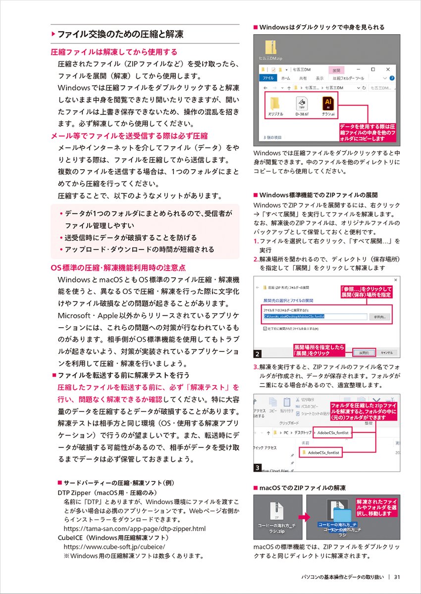 データ受け渡しのための圧縮・解凍の方法について。macユーザーはものかのさんのDTP Zipperを入れておこうね！