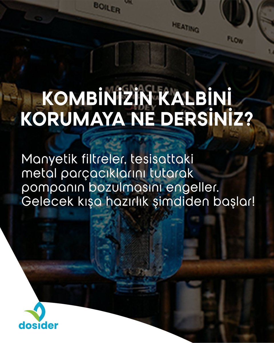 Manyetik Filtreler:
Bu teknolojik koruyucu, tesisat suyundaki metal parçacıklarını güçlü bir mıknatıs gibi hapseder. Böylece:
✅ Pompanızın ömrü uzar.
✅ Isı transferi aksamaz, verimlilik artar.
✅ Tesisatınız daha sessiz ve güvenli çalışır.

#Dosider #Doğalgaz #Kombi #hvac