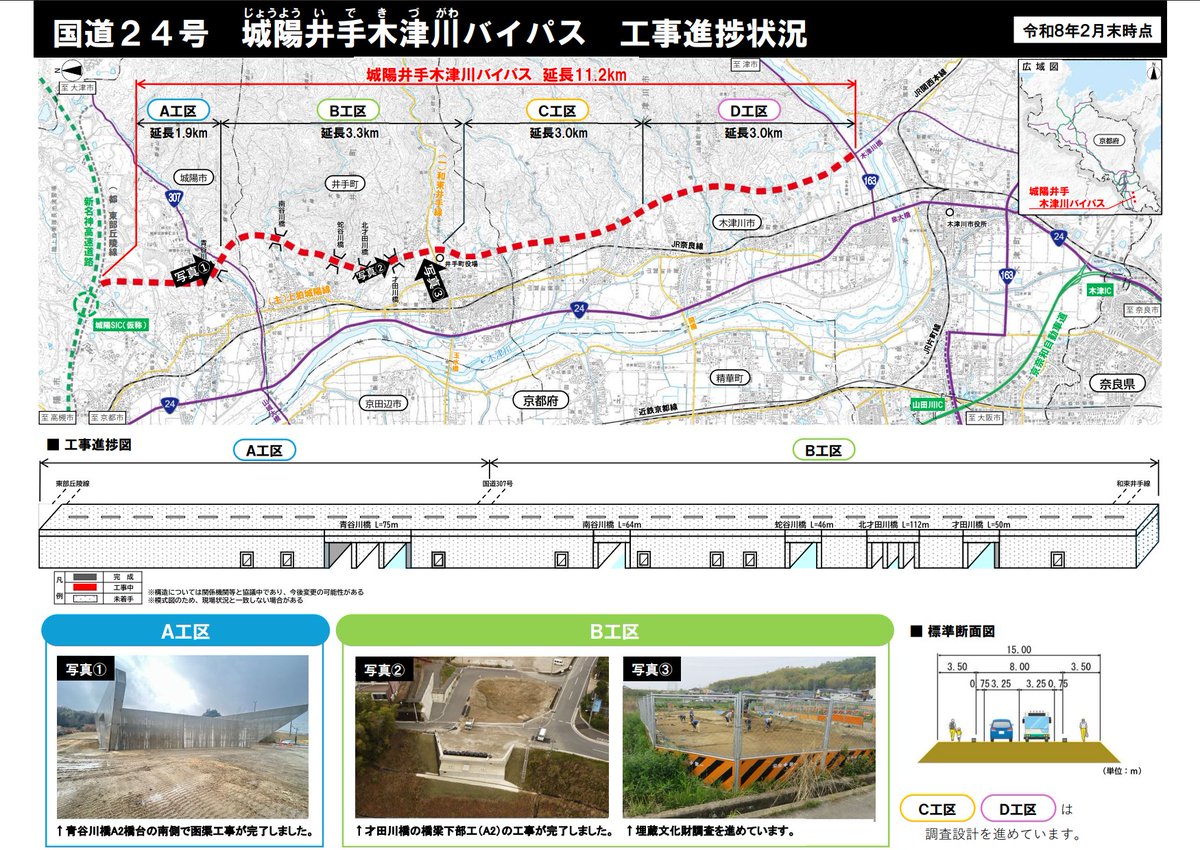 土井　15点 国道24号 城陽井手木津川バイパス事業】 令和8年2月末時点の進捗状況