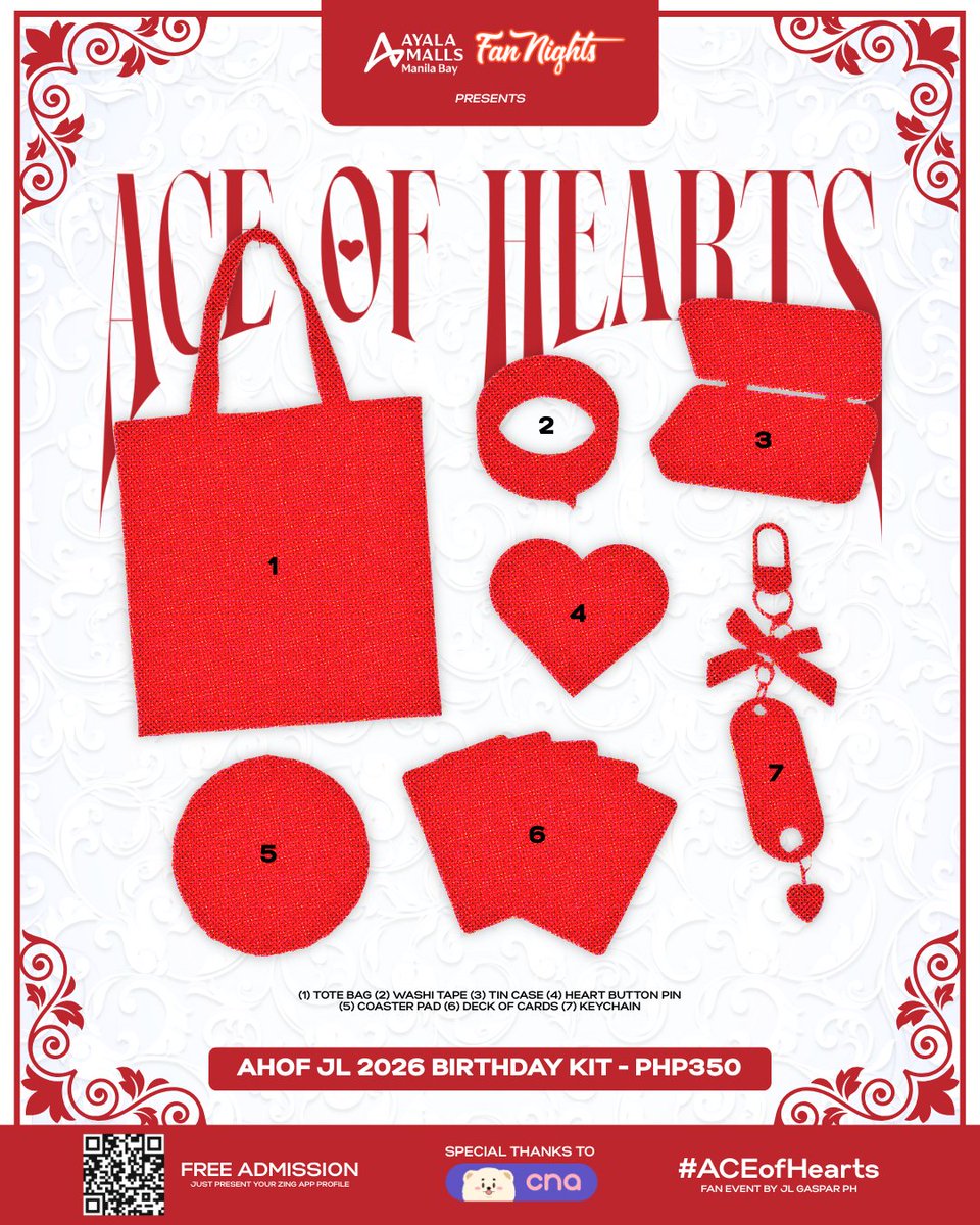All of the cards are yet to be unveiled.

The #ACEofHearts Birthday Kit pre-order is here for a quick peek—with its 7 inclusions being shuffled right before your eyes. ♥️♠️♦️♣️

Grab yours here: bit.ly/AOHPreOrder

Event Pre-registration: bit.ly/ACEofHearts