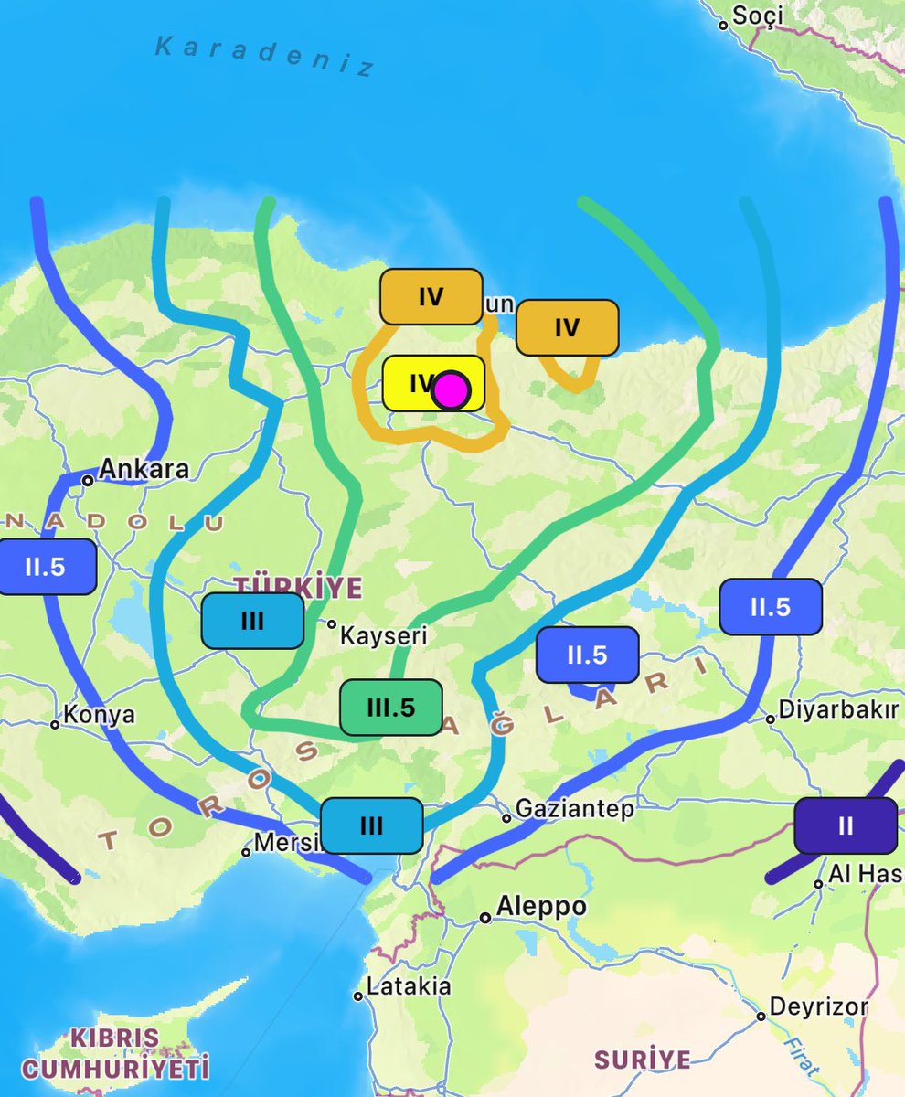 Tokat'taki 5.5'lik depremin çevre illerdeki hissedilme yoğunluğu.
#deprem #tokat