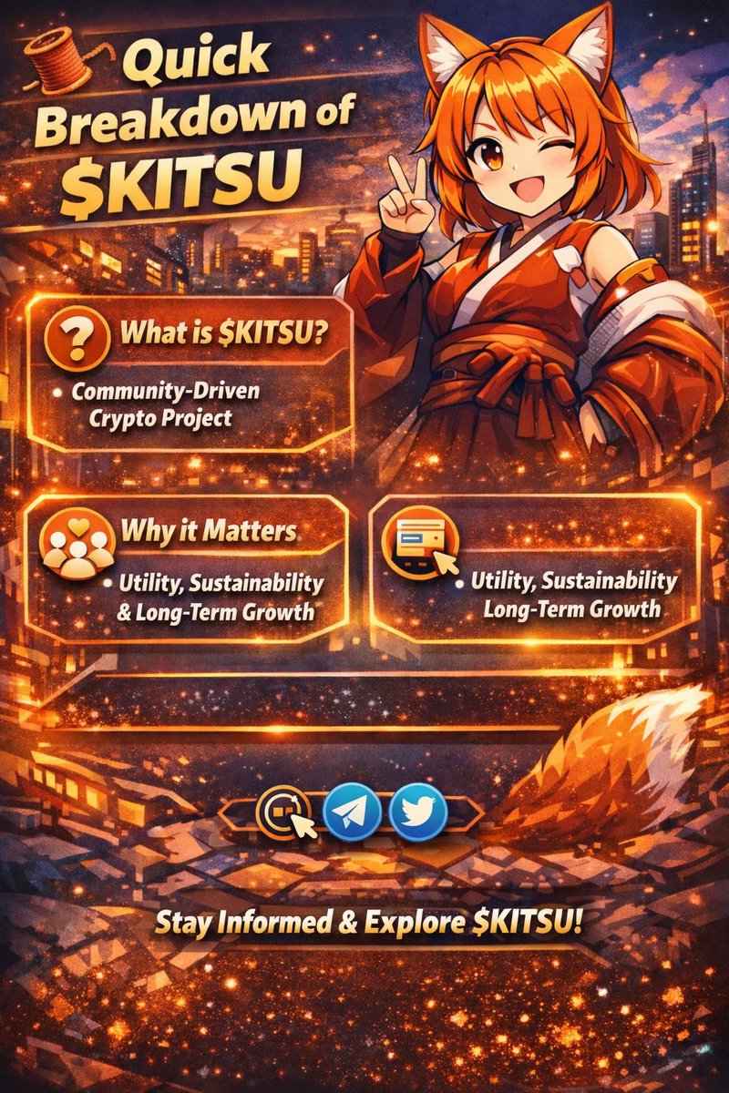 prosper1099384's tweet photo. $KITSU is a community-driven crypto project focused on building a strong ecosystem.
Focused on real utility, sustainability, and long-term growth in the space.
Powered by a strong and active community that supports the project’s vision.
#Kitus @Kitsucatonsol https://t.co/hBItYTl9YN