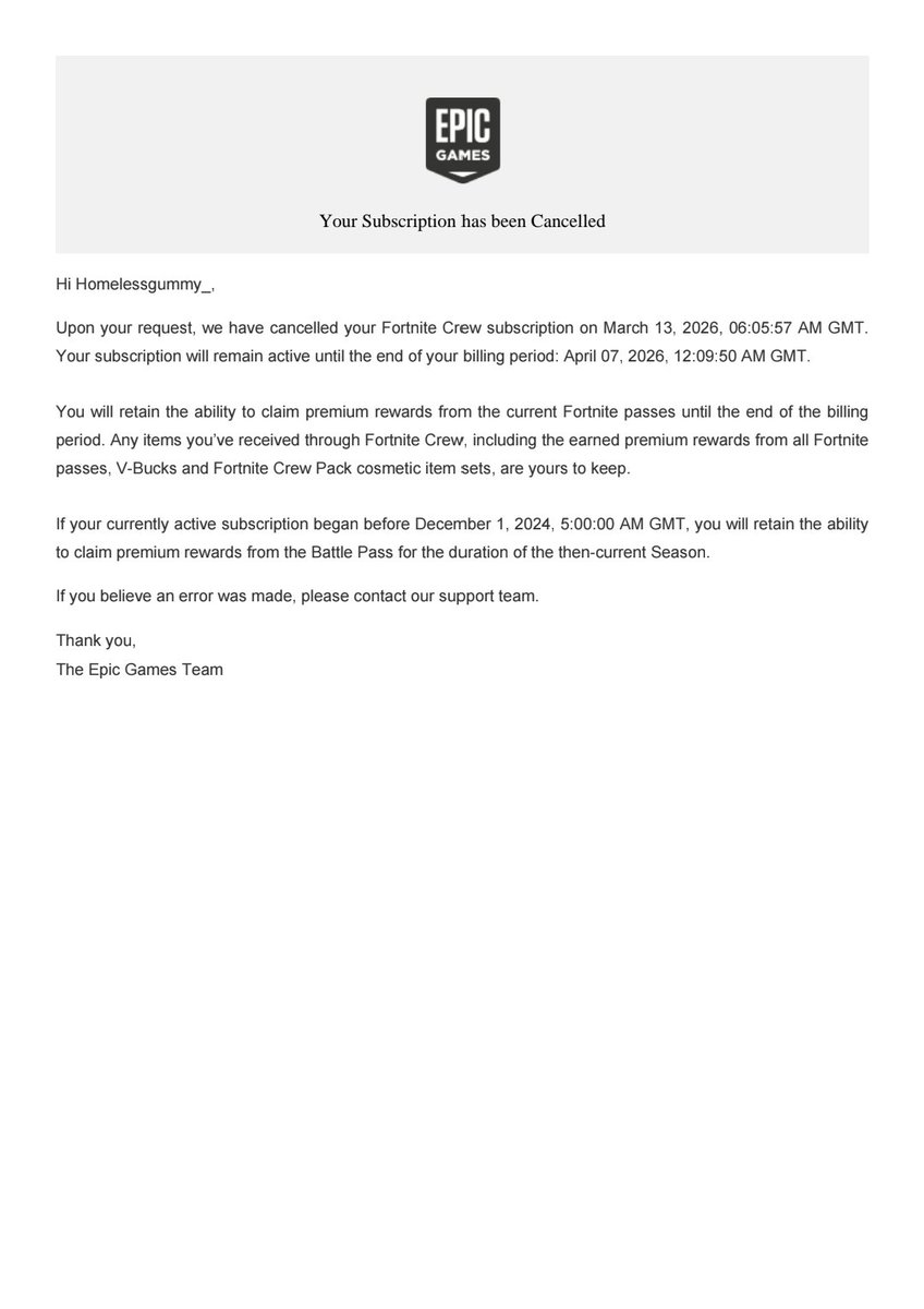 Homelessgummy's tweet photo. @Fortnite  @EpicGames revert the vbuck changes i'm keeping my fortnite crew cancelled that I have had since december 2024 and wont be spending a penny more on  fortnite until changes are reverted https://t.co/iiohqJSha1