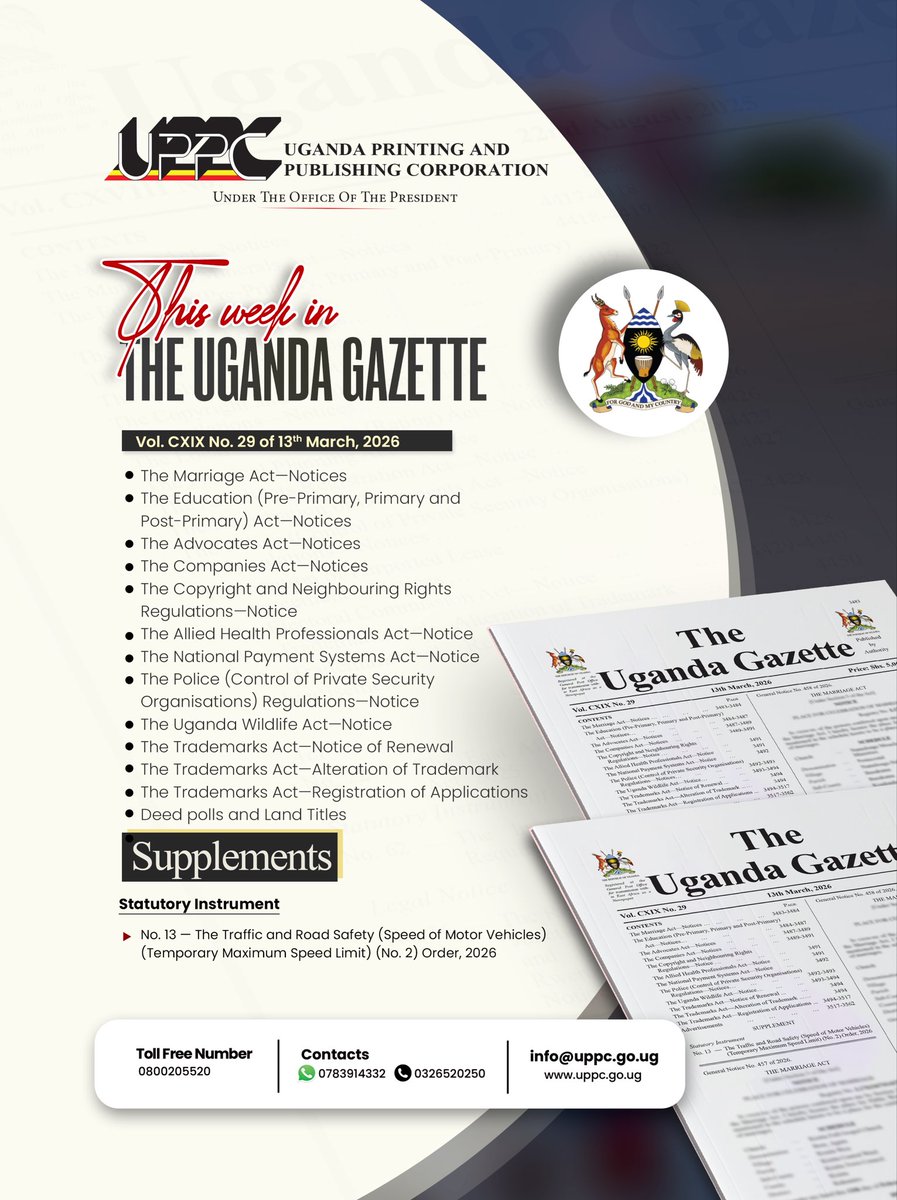 The Uganda Gazette tweet media