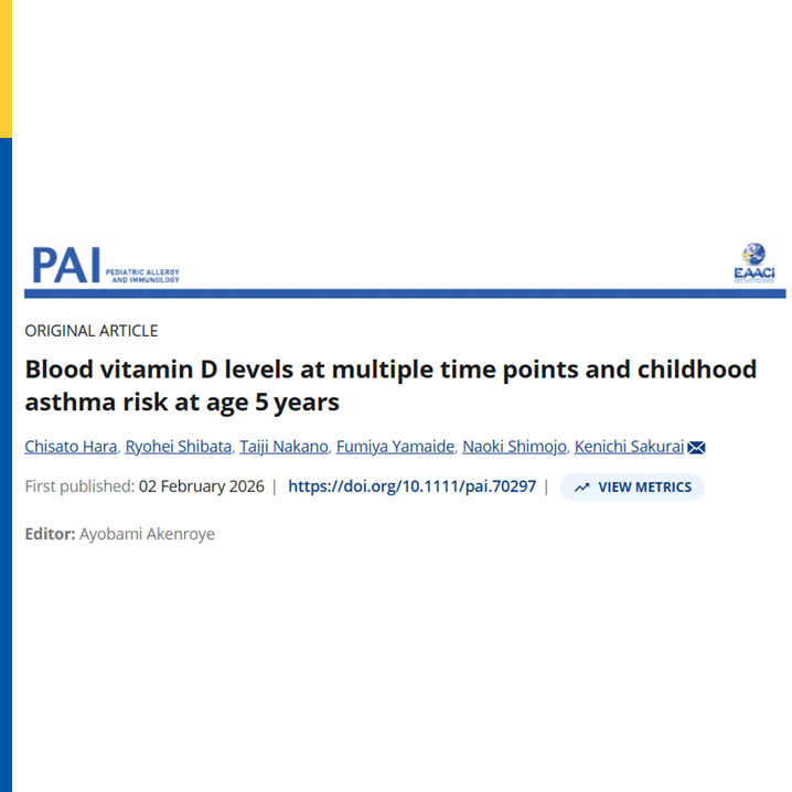 pai_eaaci's tweet image. New research in PAI_journal!

A study tracking #vitaminD from #pregnancy to early childhood found that #CordBlood levels showed the strongest association with #asthma at age 5.
💡 Fetal vitamin D exposure may be a key window for #asthmadevelopment.

Here: 🔗