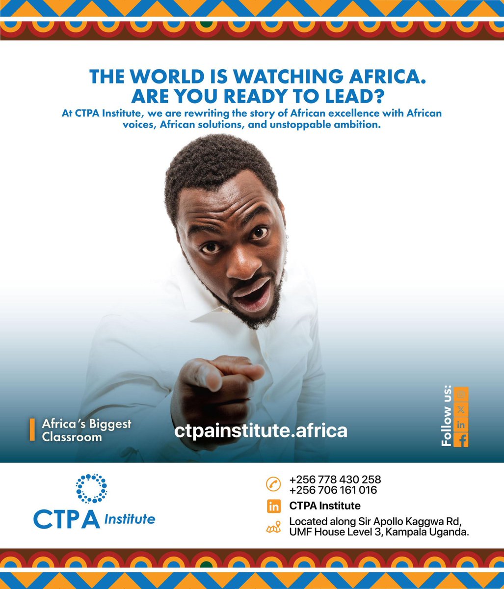 CTPA_Institute's tweet photo. The world is watching Africa. Are you ready to lead?
At CTPA Institute, weβre rewriting the story of African excellenceβby African voices, for Africaβs future.
πKampala, Uganda
π https://t.co/kMtcNkGsIT
#CTPAInstitute #AfricanExcellence #EdTech #Africa #Kampala #Uganda https://t.co/yqB0z4kr7A