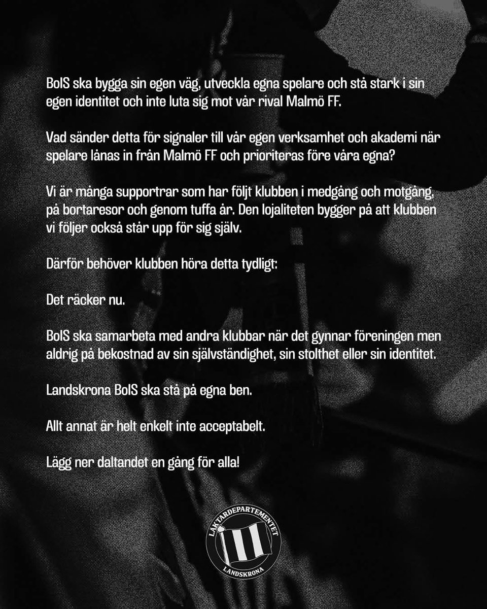 Ldlandskrona's tweet photo. Kommuniké från Läktardepartementets styrelse! https://t.co/bOlbS6mhqm