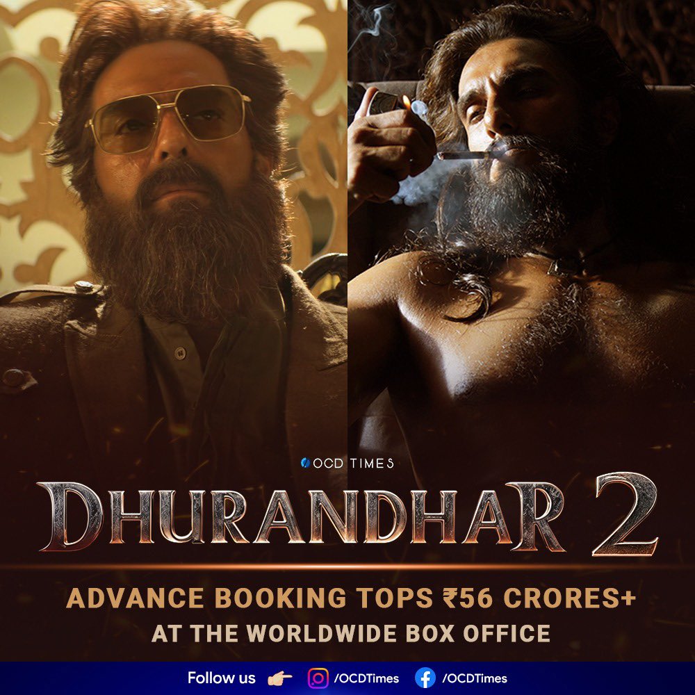 ocdtimes's tweet image. As of last night, #Dhurandhar2 has grossed around ₹21.50 crores in India for its March 18 premiere.

In the overseas markets, pre-sales for the entire opening weekend are around ₹35 crores, where around ₹27 crores are from North America alone.
.
News via #Sacnilk
.
#OCDTimes