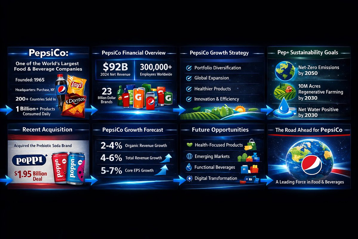 MBgroupInvest's tweet photo. 🥤 How PepsiCo Became One of the Most Powerful Food &amp; Beverage Companies in the World #Investor https://t.co/6k6I9GSFAD