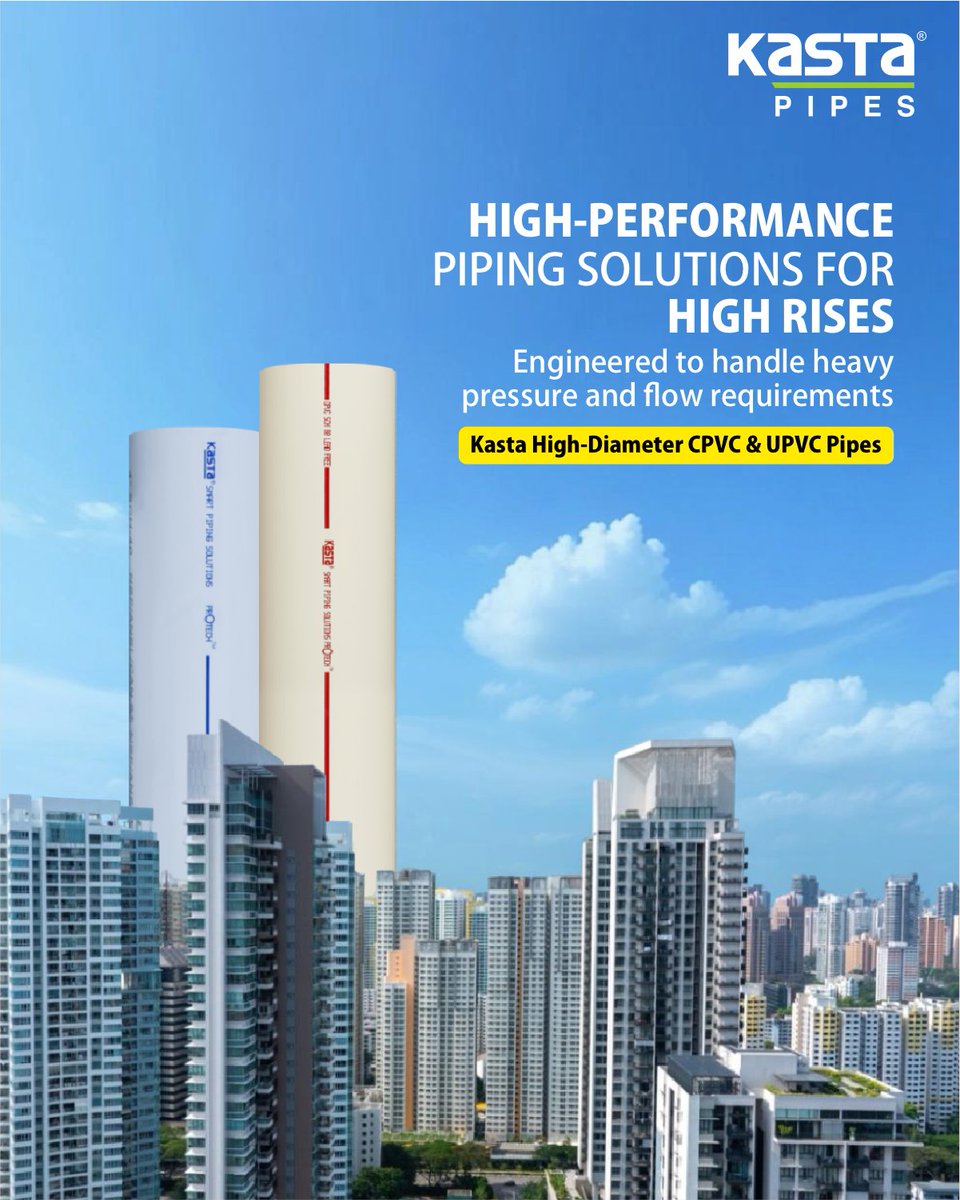 KastaPipesIndia's tweet image. Ideal piping solutions for high- rises.. Kasta High Diameter #CPVC &amp;amp; #UPVC Pipes!!

_

#KastaPipes #HighDiameter #CPVCPipes #UPVCPipes #HiDia