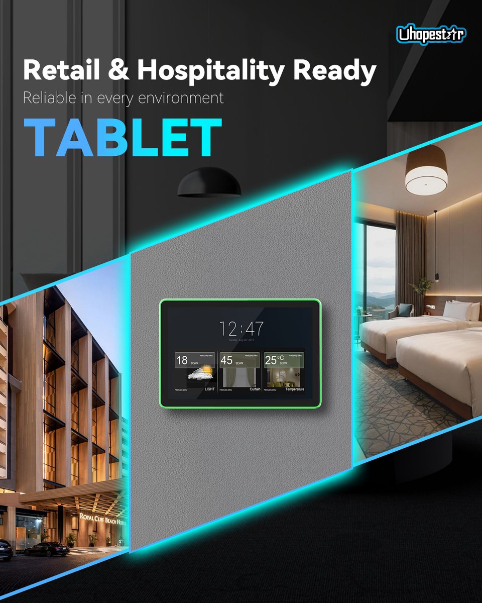 uhopestar's tweet image. Retail &amp;amp; Hospitality Ready.

A smart tablet system designed to manage connected environments with reliable performance across retail and hospitality spaces.

#RetailTech #HospitalityTech #SmartControl