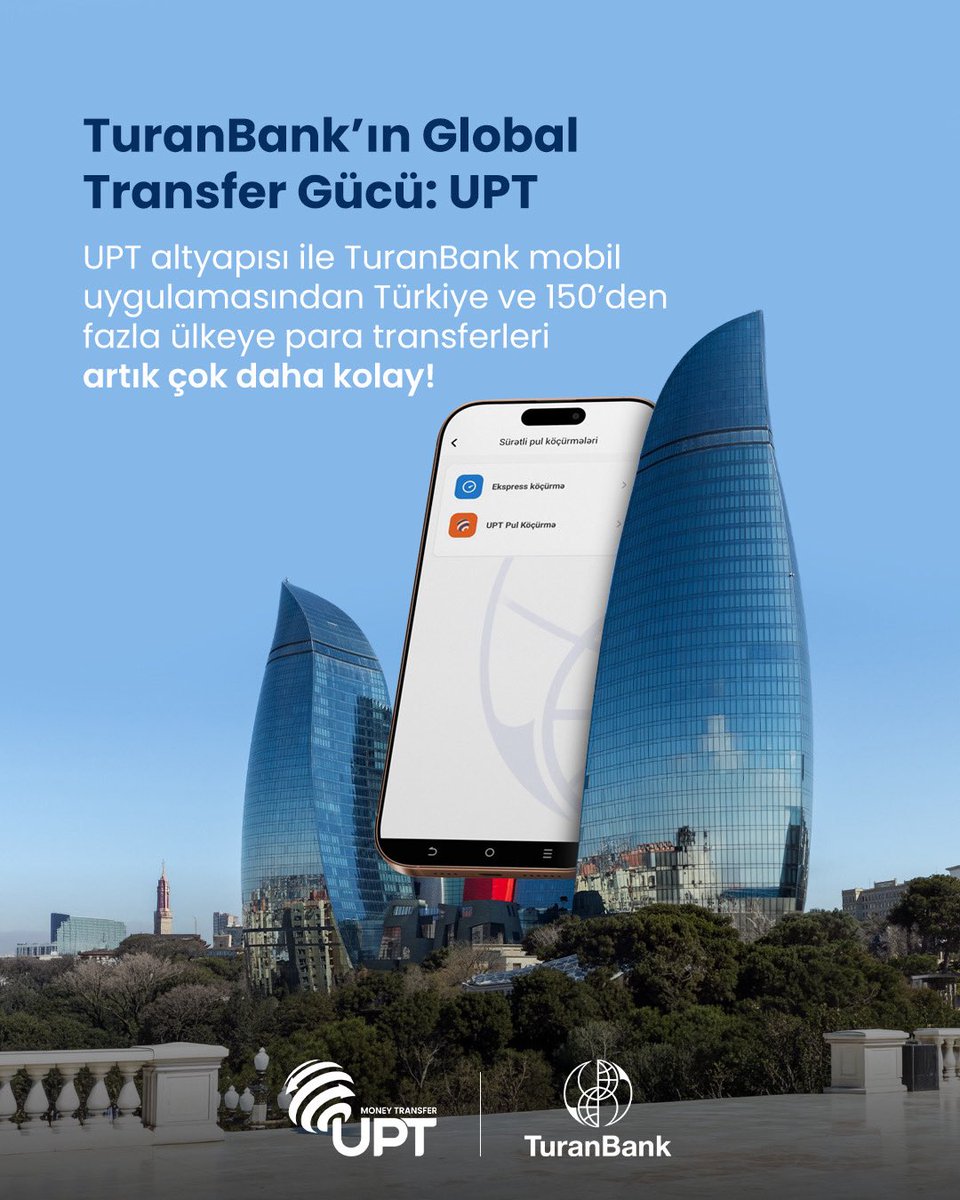 UPTint's tweet photo. Sınırlar artık sadece haritada! 
 
Turan Bank mobil uygulaması üzerinden,
UPT altyapısıyla Türkiye’ye ve 150’den fazla ülkeye para transferi artık çok daha pratik. https://t.co/q8N80foX3N