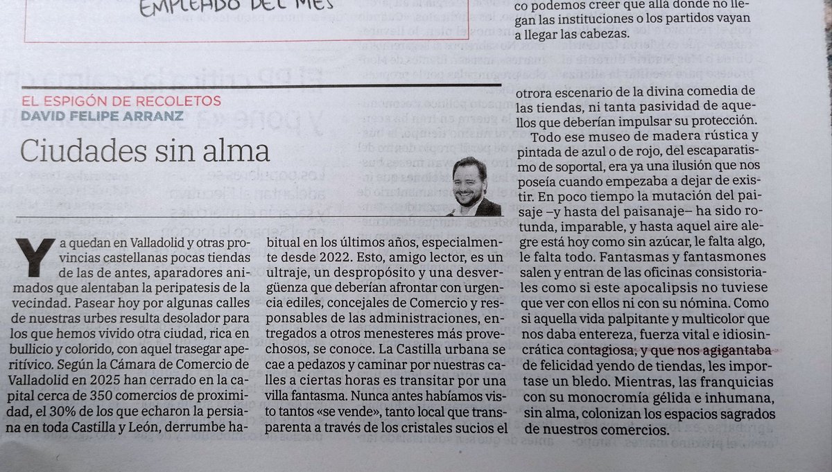 Joralon75's tweet photo. #ElEspigónDeRecoletos el imprescindible del viernes en @nortecastilla por el gran @dfarranz hoy con el desolador paisaje comercial de #Valladolid https://t.co/Kj5KhzsfO9