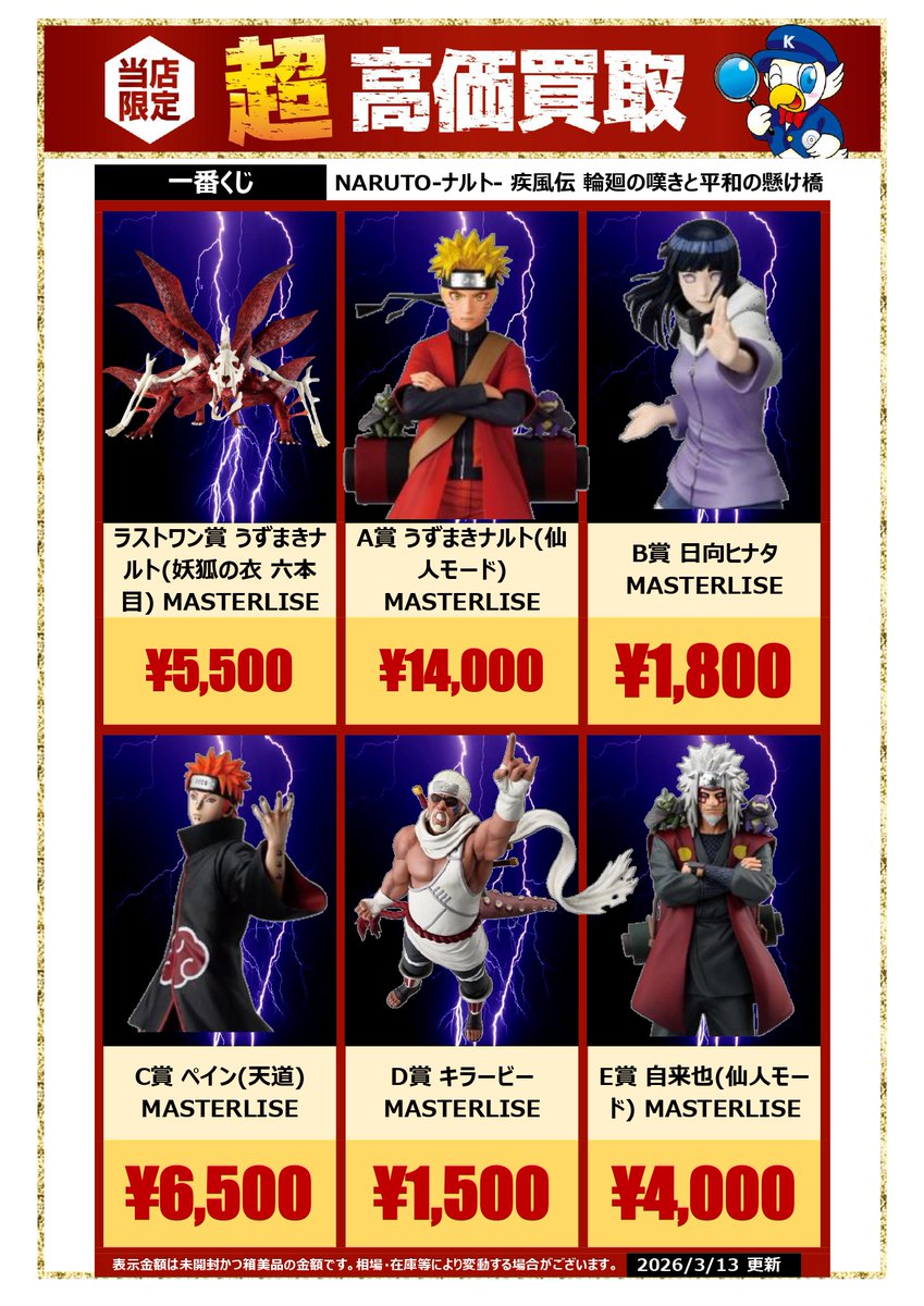 🔍🔍買取情報🔍🔍 #一番くじ #NARUTO-#ナルト- #疾風伝 輪廻の嘆きと