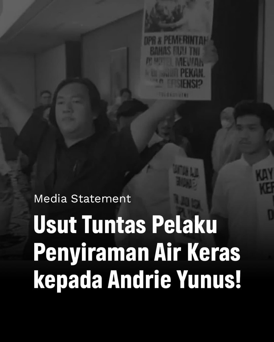 andikamalreza's tweet photo. Teman2 inget aktivis yg beberapa waktu lalu terobos rapat tertutup pas bahas RUU TNI? Gw dapat kabar hari ini, kalau dia kena siram air keras.

Padahal kemarin gw baru aja ketemu pas Kamisan & ngobrol lama sama dia, ya Allah… Namanya Andrie Yunus, mengalami luka bakar sekitar 24%. Kejadian ini terjadi sesaat setelah Andrie rekaman podcast di kantor YLBHI dengan tema “Remiliterisme & Judicial Review di Indonesia”.

Mohon doanya ya semua teman teman. Bantu sebarin juga info di bawah ini yaa guys. Makasi semuanya 🙌