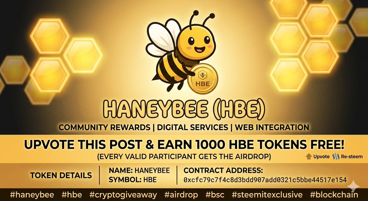 BeeHbe60004's tweet photo. flash giveaway! alert 🚨 upvote this post to claim your 1000 free hbe tokens! https://t.co/g4An9BqkNE