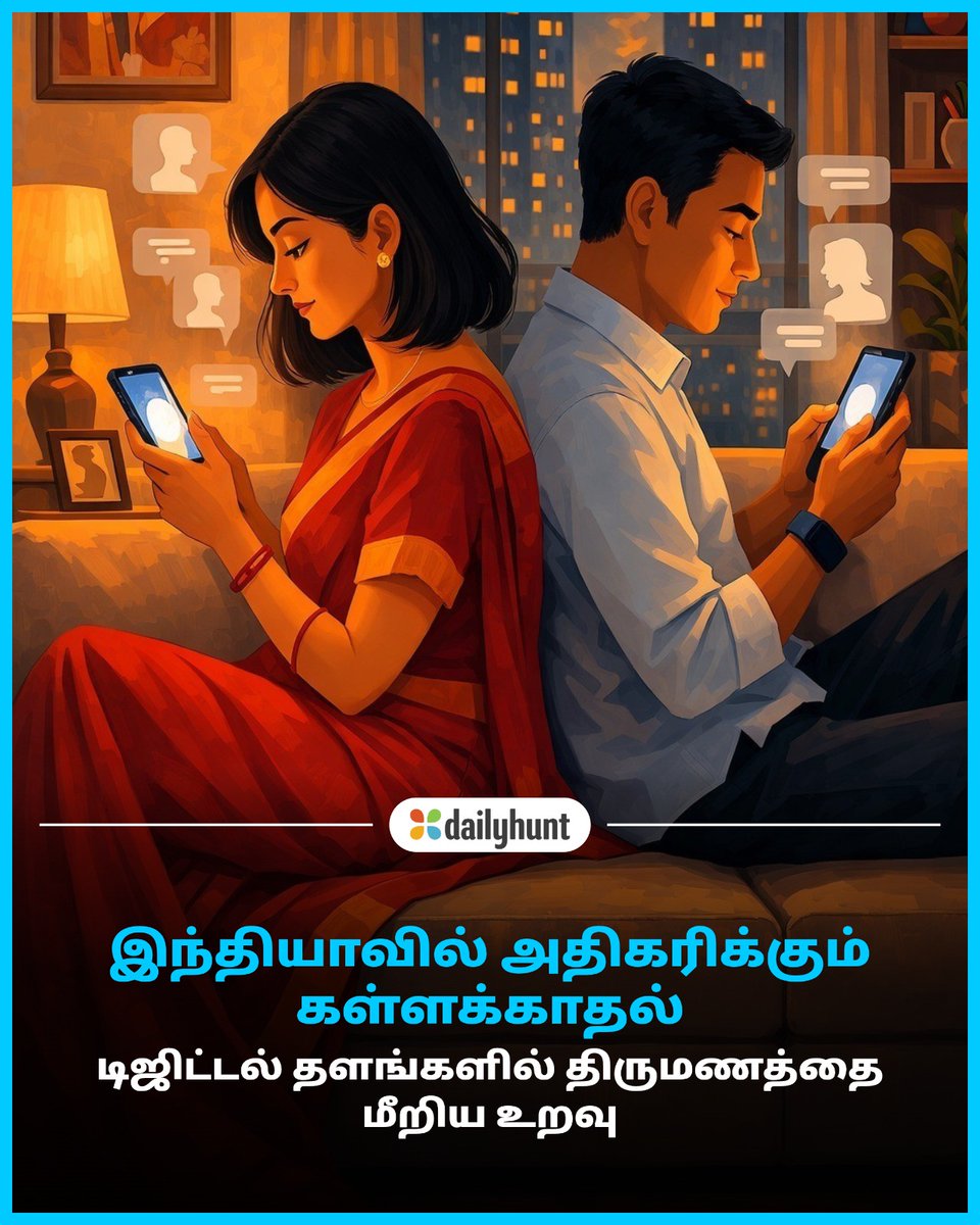 DH_Tamil's tweet image. இந்தியாவில் 40 லட்சத்திற்கு மேல் வளரும் திருமணத்தை கடந்த உறவு.. Shock.!
📸 Credit: 1News Nation

1News Nation மற்றும் பிற முன்னணி மூலங்களின் செய்திகளை இங்கே வாசிக்கவும். w.dhunt.in/13Hg95?partner…

#Affair #IllicitRelation #SocialIssues #SocietyDebate #Lifestyle