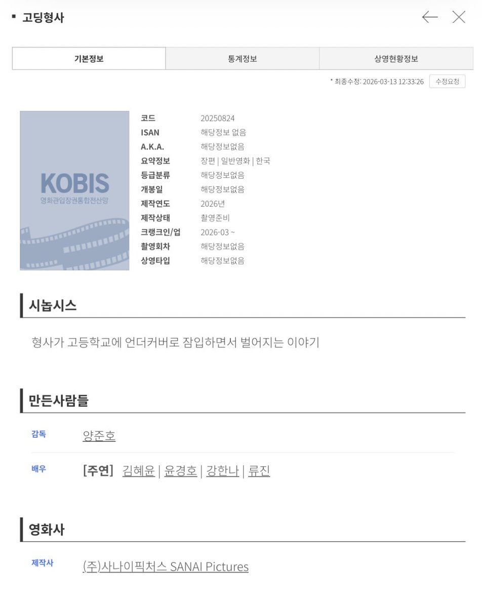 SRJ_Global's tweet photo. #ShinRyujin is listed as one of the lead cast members of <#HighSchoolDetective> on the official website of Korean Film Council.

#RYUJIN #류진 #고딩형사 https://t.co/cehNO3vQT8