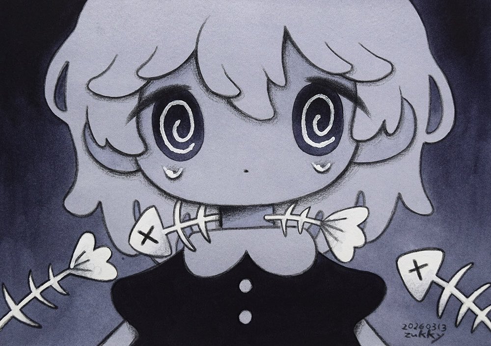 「今週の落書き A5(210×148mm) 水彩紙、透明水彩、色鉛筆、修正ペン」|zukkyのイラスト