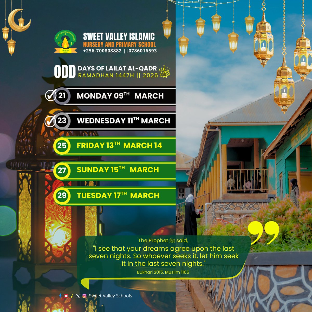 The Prophet ﷺ said:
"I see that your dreams agree upon the last seven nights. So whoever seeks it, let him seek it in the last seven nights."
Sahih al-Bukhari 2015, 
Sahih Muslim 1165 

#Jumah #Ramadhan #DoNotSettleForLess #Lailat_al_Qadri #