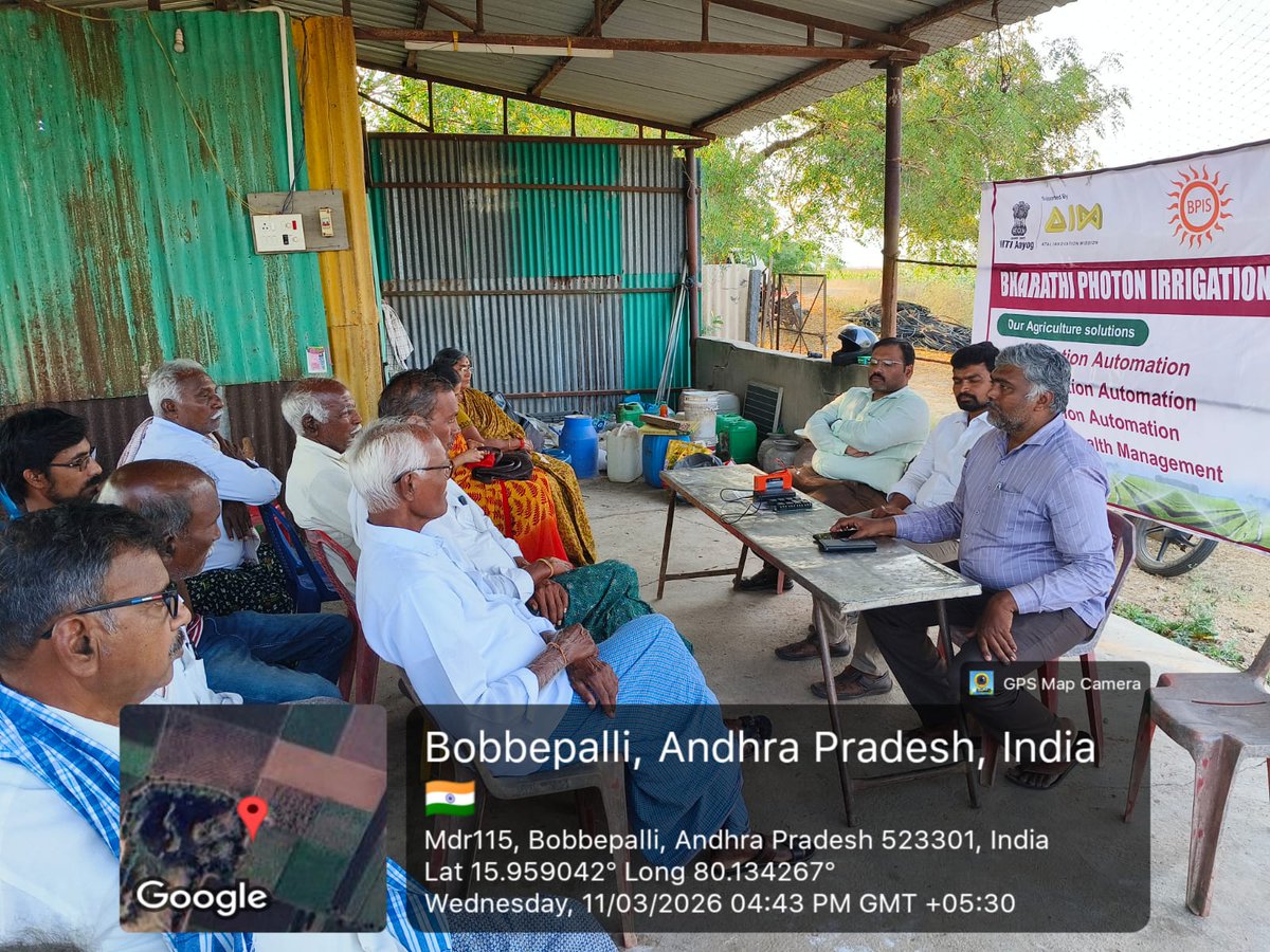 acic_kl's tweet photo. ACIC–KL team, led by CEO Mr. Ramankanth Vallabhaneni, visited Bharathi Photon Irrigation Systems Pvt. Ltd. to observe a smart irrigation innovation by Mr. Kilaru Vamsi that automates irrigation using soil moisture sensing.

#ACICKL #AgriTech #SmartIrrigation #AgriInnovation https://t.co/LP8KQS0Wbd