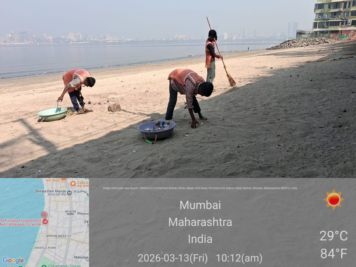 13Mar  lots of garbage coming on the Mahim beach BMC contractor Sunil &amp; team clearing the garbage under the direction of SWM AE Mr Bhoir and under the supervision of Mahim bay beach committee HEALTH AND HYGIENE BETTER THAN WEALTH AND DIGENE