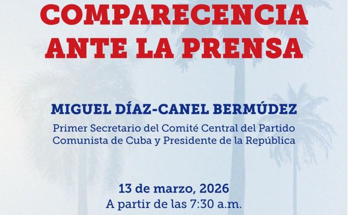 #TribunalesCubanos Hoy viernes 13, a partir de las 7:30 am, comparecerá ante la prensa Miguel Díaz-Canel Bermúdez, Primer Secretario del Comité Central del Partido Comunista de Cuba y Presidente de la República.