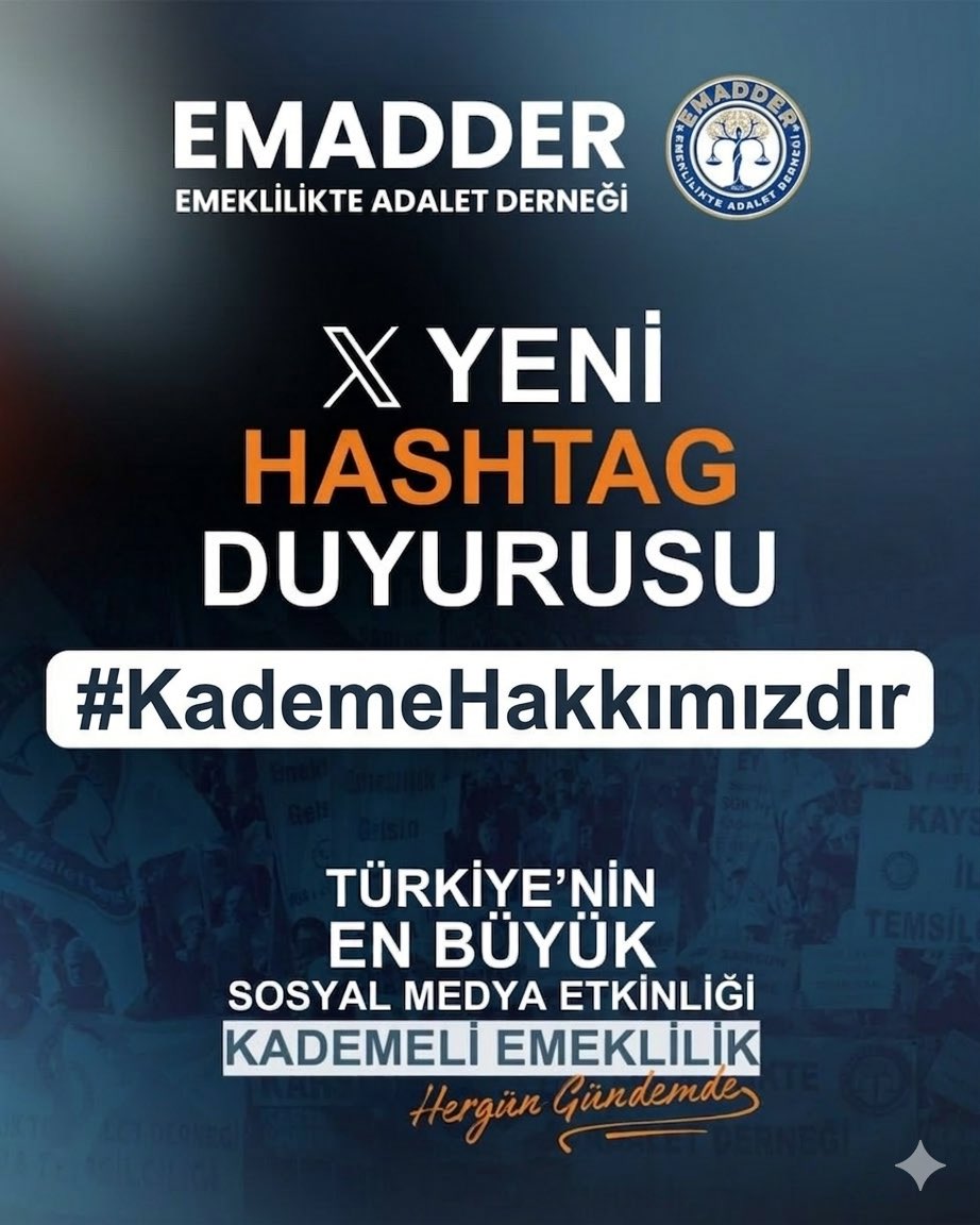 📣📣 TAG DUYURUSU 📣📣
👇👇👇👇👇
#KademeHakkımızdır

<a href="/akbasogluemin/">Av. M.Emin AKBAŞOĞLU 🇹🇷</a>
<a href="/SedaSaribas09/">Seda Sarıbaş</a>
<a href="/avabdullahguler/">Abdullah Güler</a>
<a href="/Yenisehirlioglu/">Bahadır Yenişehirlioğlu</a>

Yıllarca çalıştık, prim ödedik, ülkemizin yükünü omuzladık. Ama emeklilikte bir gecede değişen kurallar yüzünden milyonlarca insan mağdur edildi. Aynı işte