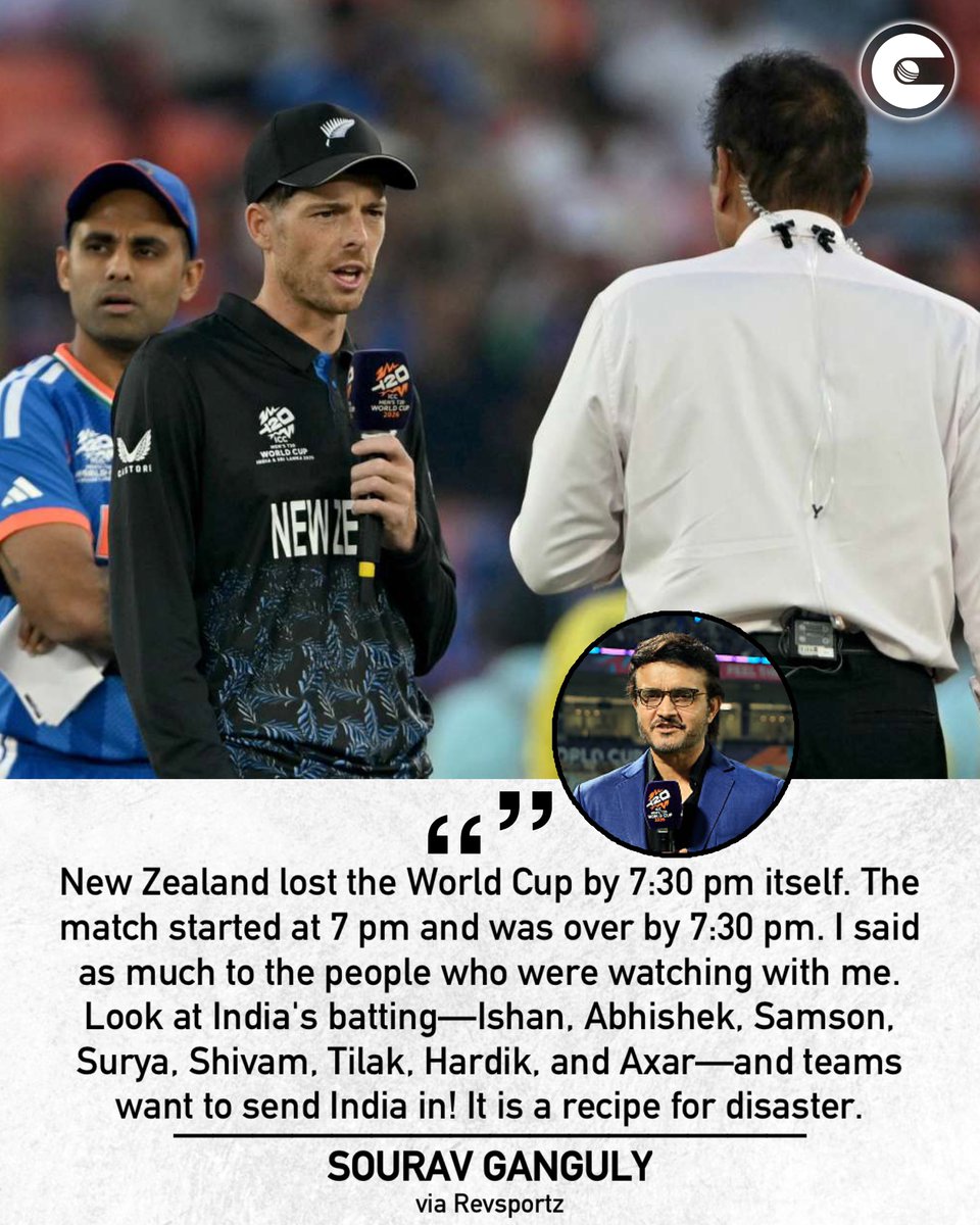 circleofcricket's tweet image. .@SGanguly99 highlighted New Zealand's blunder to bowl first in the T20 World Cup final against India.

#T20WorldCup #INDvNZ