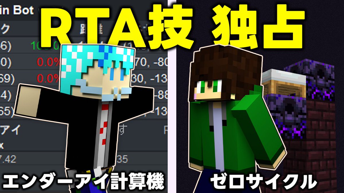 EndraRTACorps's tweet photo. 【動画投稿⛏】

円グラフ、Ninjabrain Bot、ハンガーリセット、ゼロサイクルが独占されちゃった！？

【マイクラ】RTA上級者テクを特許出願できる世界でエンドラ討伐対決！
https://t.co/Yc8D8NqRka

#エンドラRTA軍団 https://t.co/61h9Sd7fa6