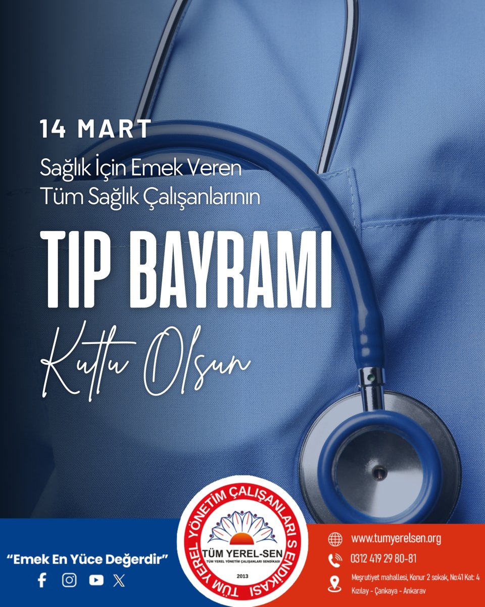 tum_yerelsen's tweet photo. Başta kardeş sendikamız Genel Sağlık-İş olmak üzere, insan hayatını her şeyin üzerinde tutarak gece gündüz demeden emek veren tüm hekimlerin ve sağlık çalışanlarının 14 Mart Tıp Bayramı kutlu olsun.
@genelsaglikis https://t.co/qNMmVEKE5u