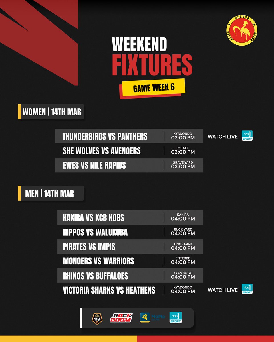 BeyondTheScrum's tweet photo. Game Week 6 on deck ๐๐ฅ
League battles firstโฆ
Then all roads lead to Wankukus for Enterprise Cup rugby.
Two stages. One mission.
Rugby Beyond The Scrum.
#UgandaRugby #GameWeek6 #EnterpriseCup https://t.co/HhcNVkyrgK