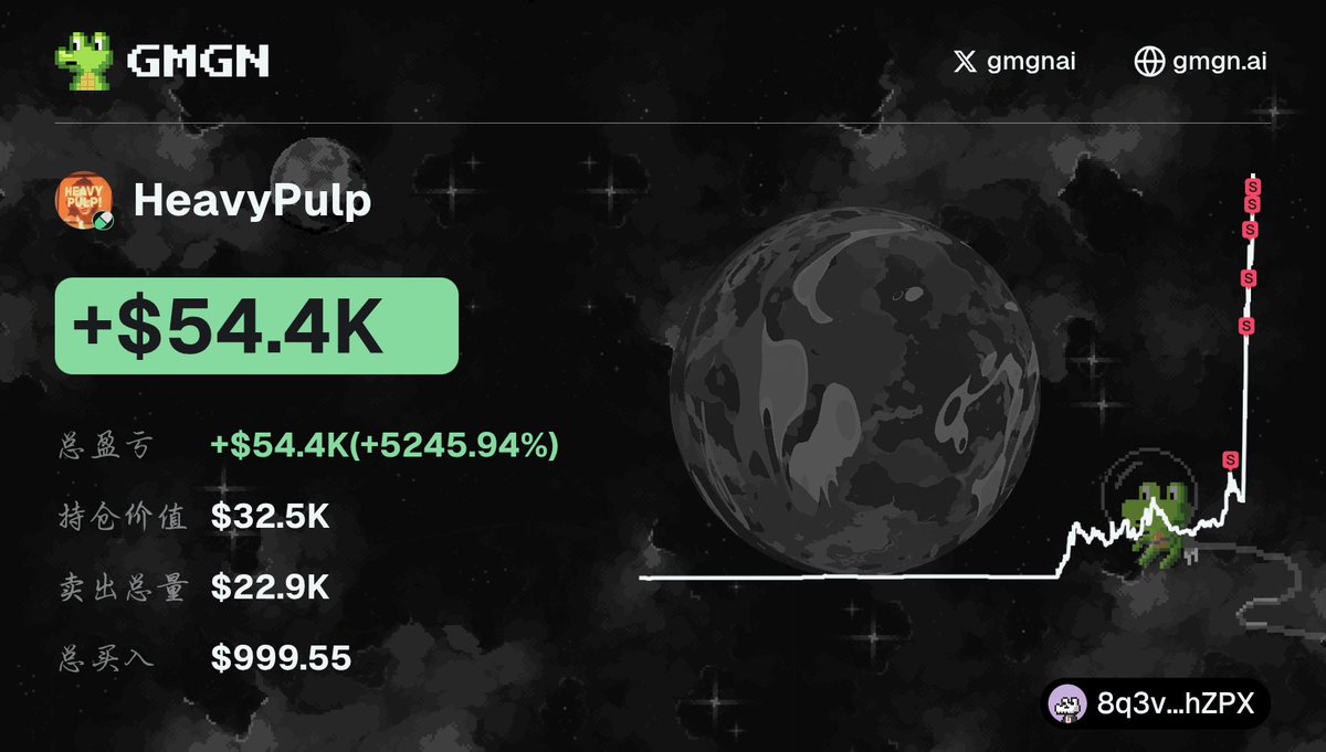 VinceCarte61867's tweet photo. 🌙 $HeavyPulp was precisely selected by the AI coin selection system!🎯
#MemeCoinHunters Assemble! #AI Helps You Strike with Precision!
📊 $999 → $53.4K, #HeavyPulp Perfectly Captured!
CA: 8G5ayEsJF4Q7FEWEGeF4jtnUWZBEKCqhySTFQf9Ppump
View token candlestick chart below 👇
gmgn: https://t.co/tZiBSKI8q4
OKX Wallet: https://t.co/ikoZWog3Zb
💡 High win rate formula: #AI analysis + #TG instant kill robot
🔎 Potential Coin Radar: https://t.co/xXw1wJdRnu
View Wallet/Copy Transaction: https://t.co/7DkU3V1Nam
Smart Wallet Broadcast Channel: https://t.co/PdZXfAcWcZ
Debot: https://t.co/c21SmumYi0
🔥The following narrative summary is from Debot https://t.co/XNgaJOSUDA
Narrative Summary: The HeavyPulp token originated from a Twitter community tweet about an adventure involving heavy pulp. The background is a pulp novel world filled with action, humor, and retro sci-fi elements. Its logo features a muscular hero wielding a giant pulp hammer against a backdrop of exploding cityscapes.
🚀 Trade faster: https://t.co/bZmuVoE50U
Also available for trading with Okx wallet: https://t.co/gv8fIcmEV7
OKX Wallet Invitation Code: KK789 (Permanent automatic 20% commission, tiered up to 40%)
Chain Scan Tutorial 👇