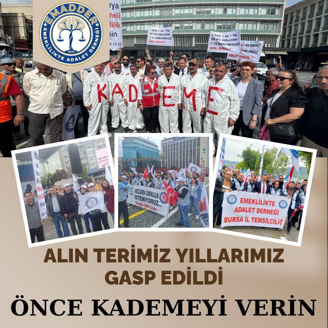 Yıllarımızın Emeklerimizin karşılığı olan kademe haktır.

Kademe Bekletilemez.

<a href="/EmadDernegi/">EMEKLİLİKTE ADALET DERNEĞİ ⚖️</a>
#KademeHakkımızdır