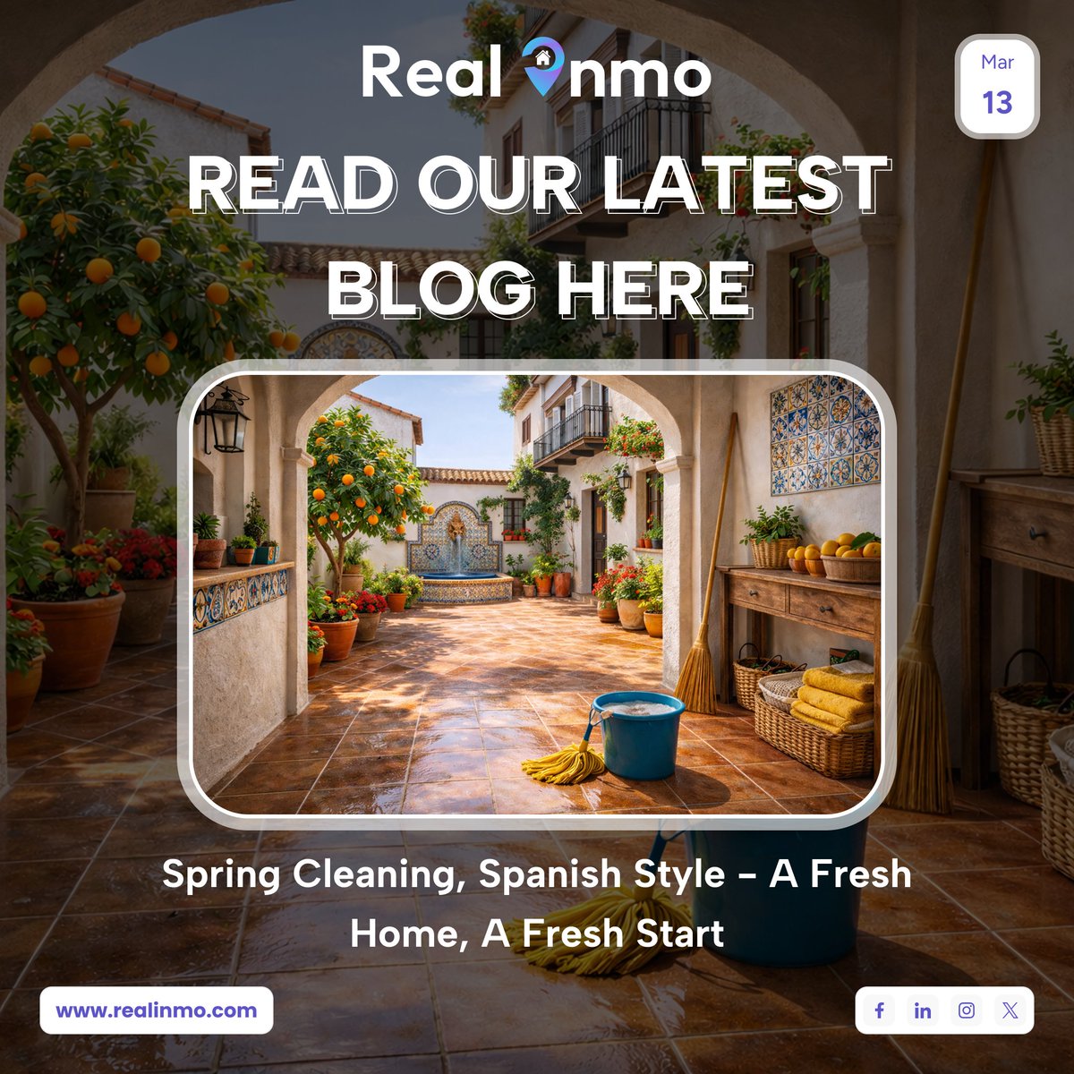 Realinmo_spain's tweet photo. 🌿 New Blog!

Spring cleaning, Spanish style — fresh home, fresh start. 🏡

👉 Read now on Realinmo Blog
#realinmo #realestate #springcleaning #springinspain #spainliving #spanishhomes #spanishlifestyle #spainproperty https://t.co/53RlEFgdve
