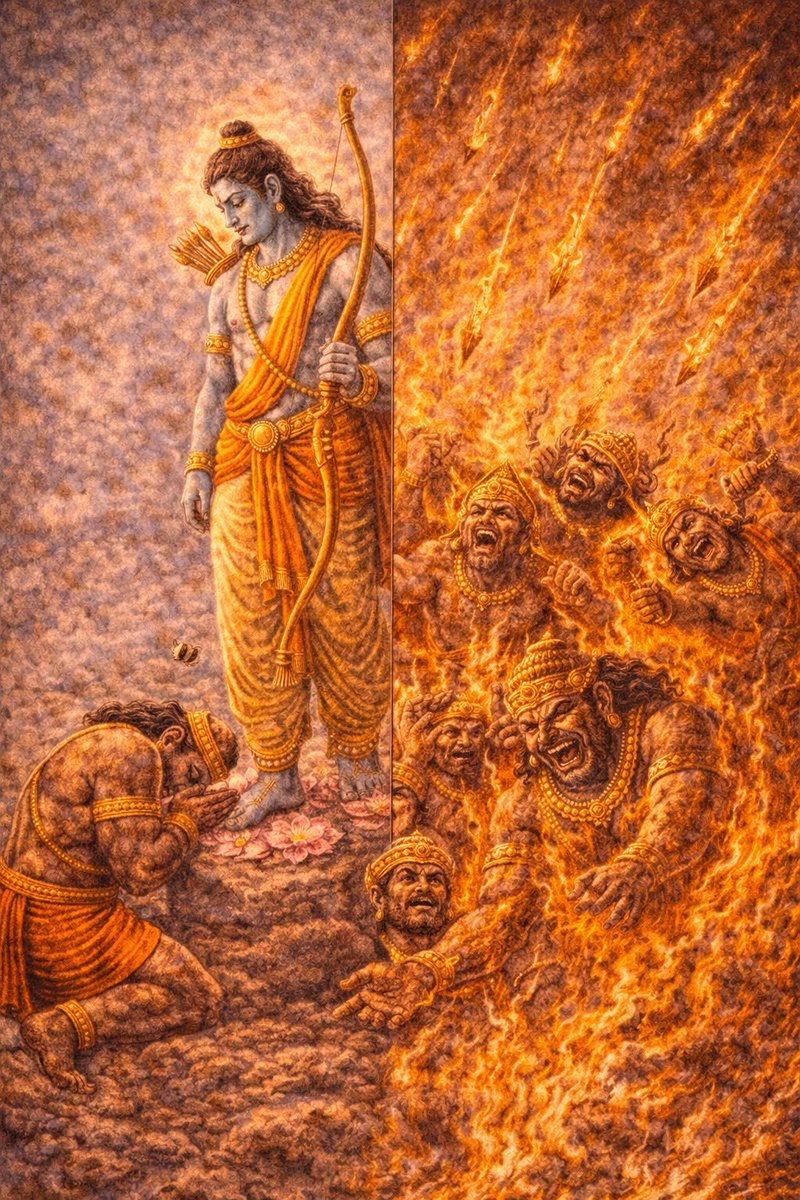 sundarkandmgmt's tweet photo. 📜 दोहा 56 (ख):
 की तजि मान अनुज इव प्रभु पद पंकज भृंग।
होहि कि राम सरानल खल कुल सहित पतंग॥
#Ram #Hanuman #Sundarkand #Public #Private #ChoiceAndDestiny #DropTheEgo #WisdomInSurrender #PowerOfHumility #RightPath https://t.co/LWvcNMAlGO
