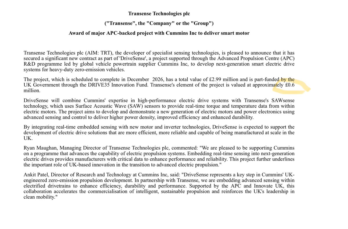 rhomboid1MF's tweet image. #TRT good to see progress on SAWsense…still v early stage and needs to deliver commercially meaningful profits before the Bridgestone royalties cease

Good luck to Ryan and the Transense team