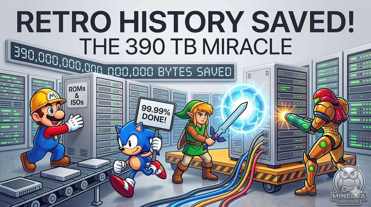 A 390 TB video game archive was about to disappear.

The internet had other plans.

When Myrient announced it would shut down due to rising server and RAM costs, the community launched the Minerva Archive project.

Dozens of volunteers began mirroring the entire collection.

ROMs